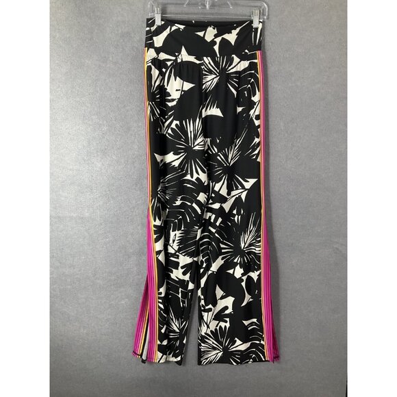 Trina Turk Pants Sz S Pull On Flowy Tropical Strip Bold Sides Resort Island Vaca